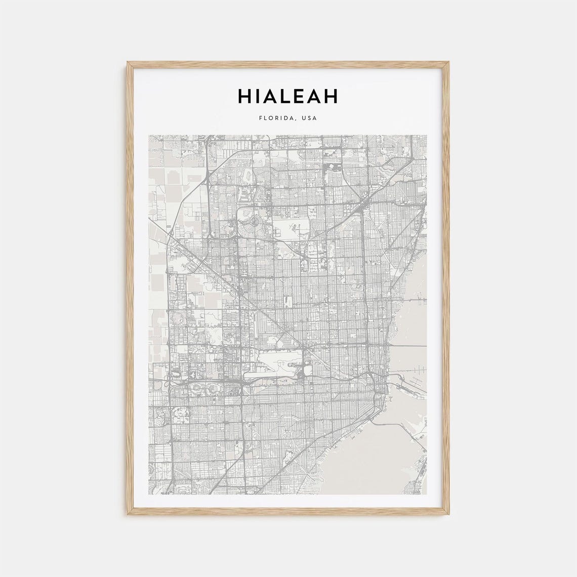 Hialeah Florida USA Minimal Street Map Black and White Poster