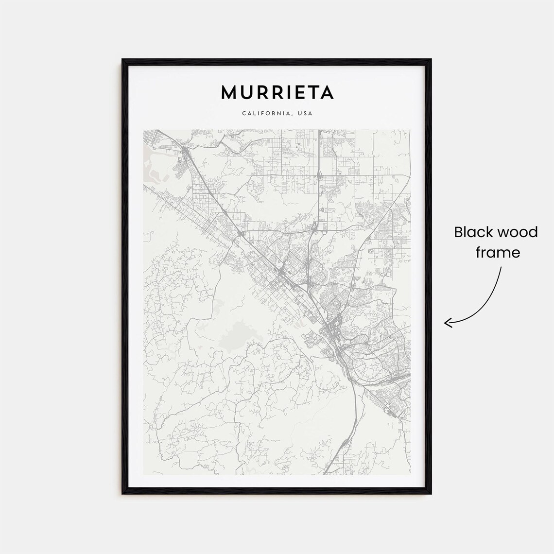 Murrieta California USA City Street Map Minimalist Line Art Poster - Image 3