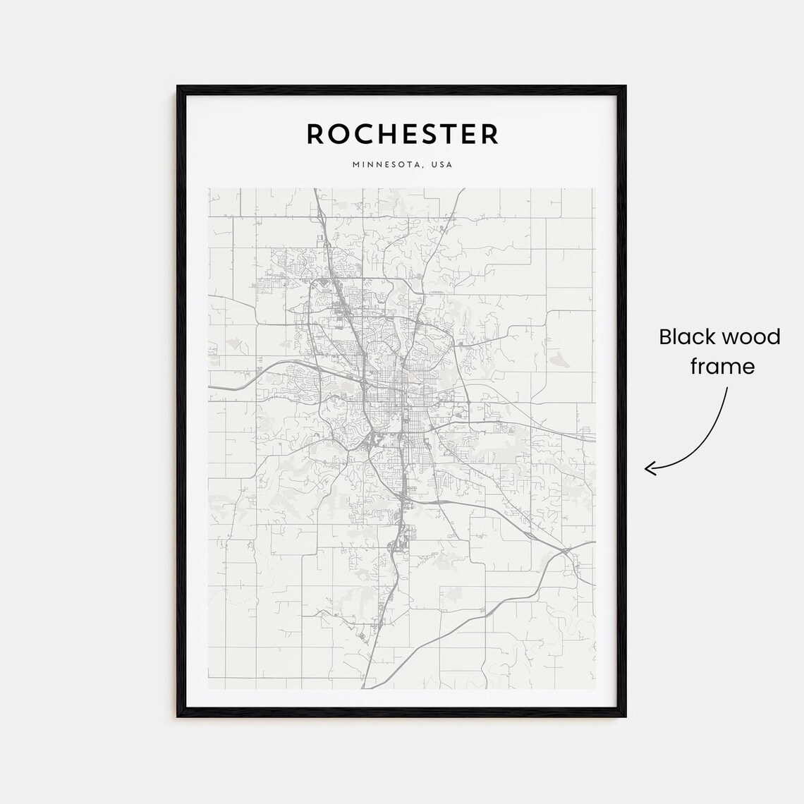 Rochester Minnesota Minimalist Street Map Midwestern City Poster - Image 3