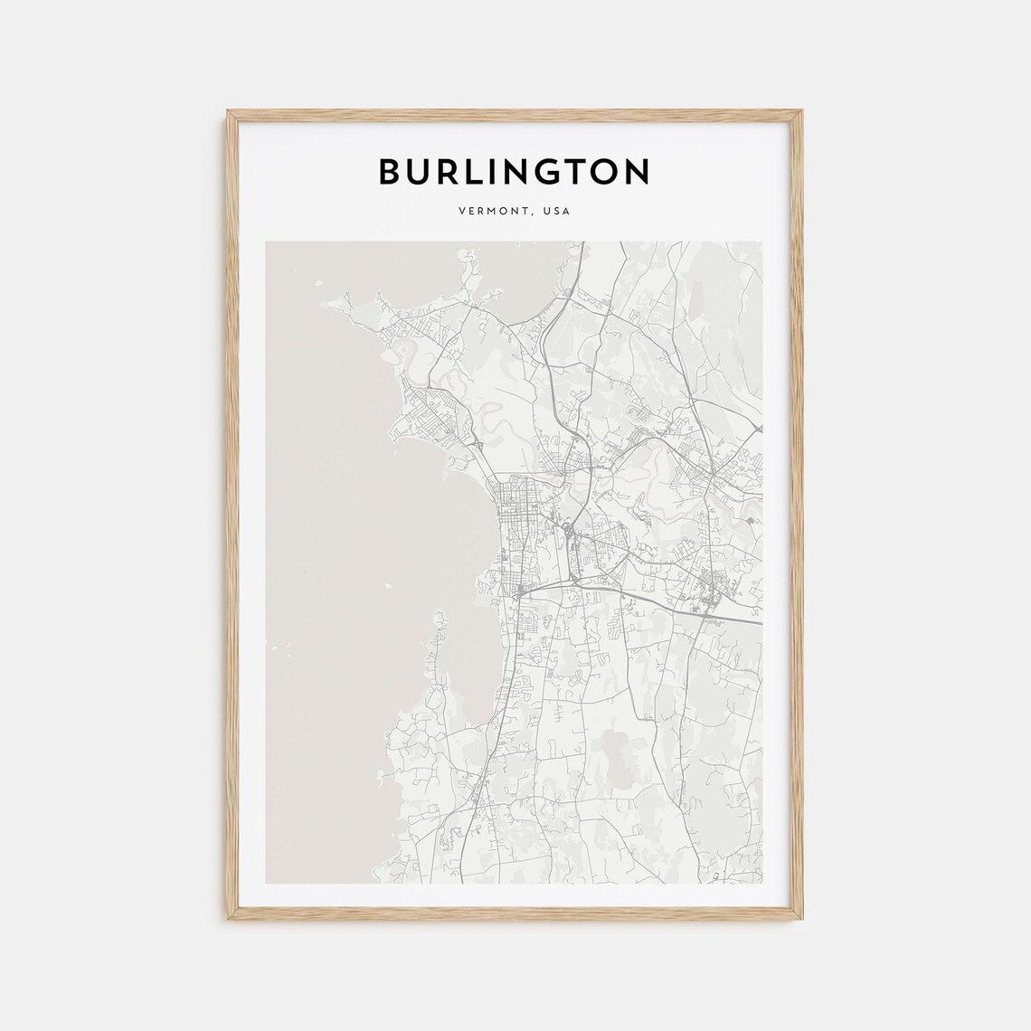 Burlington Vermont Minimalist Lake Street Map City Travel Poster