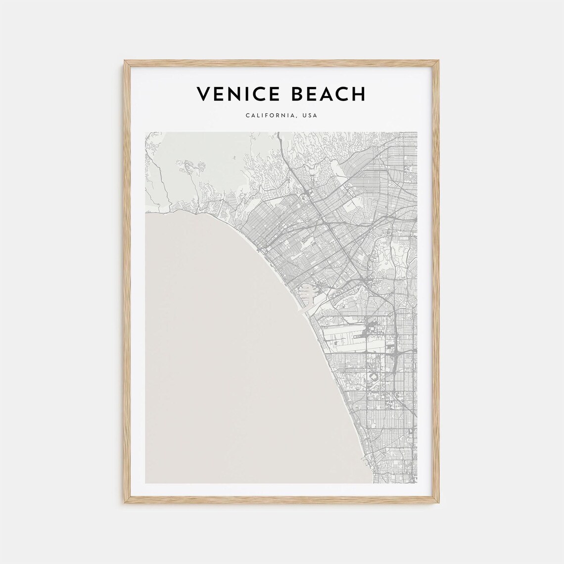 Venice Beach California USA Minimalist Street Map Line Art Poster