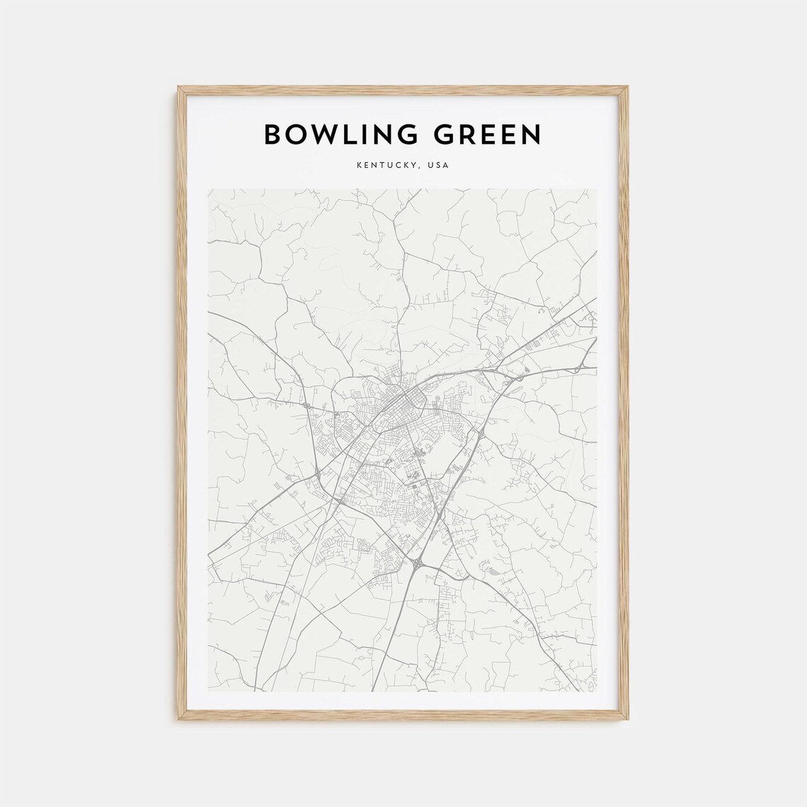 Bowling Green Kentucky Minimalist Line Map City Street Art Poster