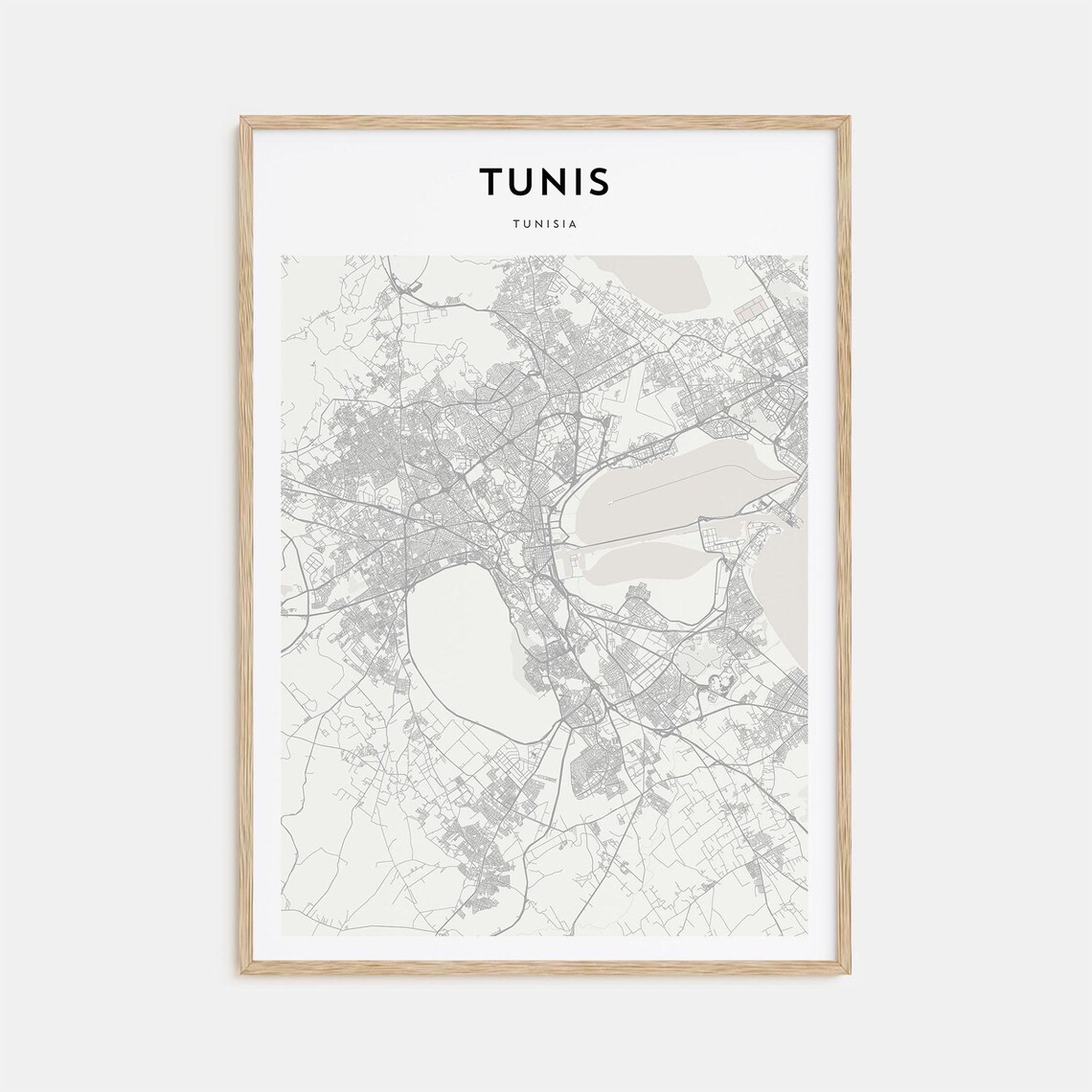 Tunis Tunisia Modern Minimalist City Street Map Travel Art Poster