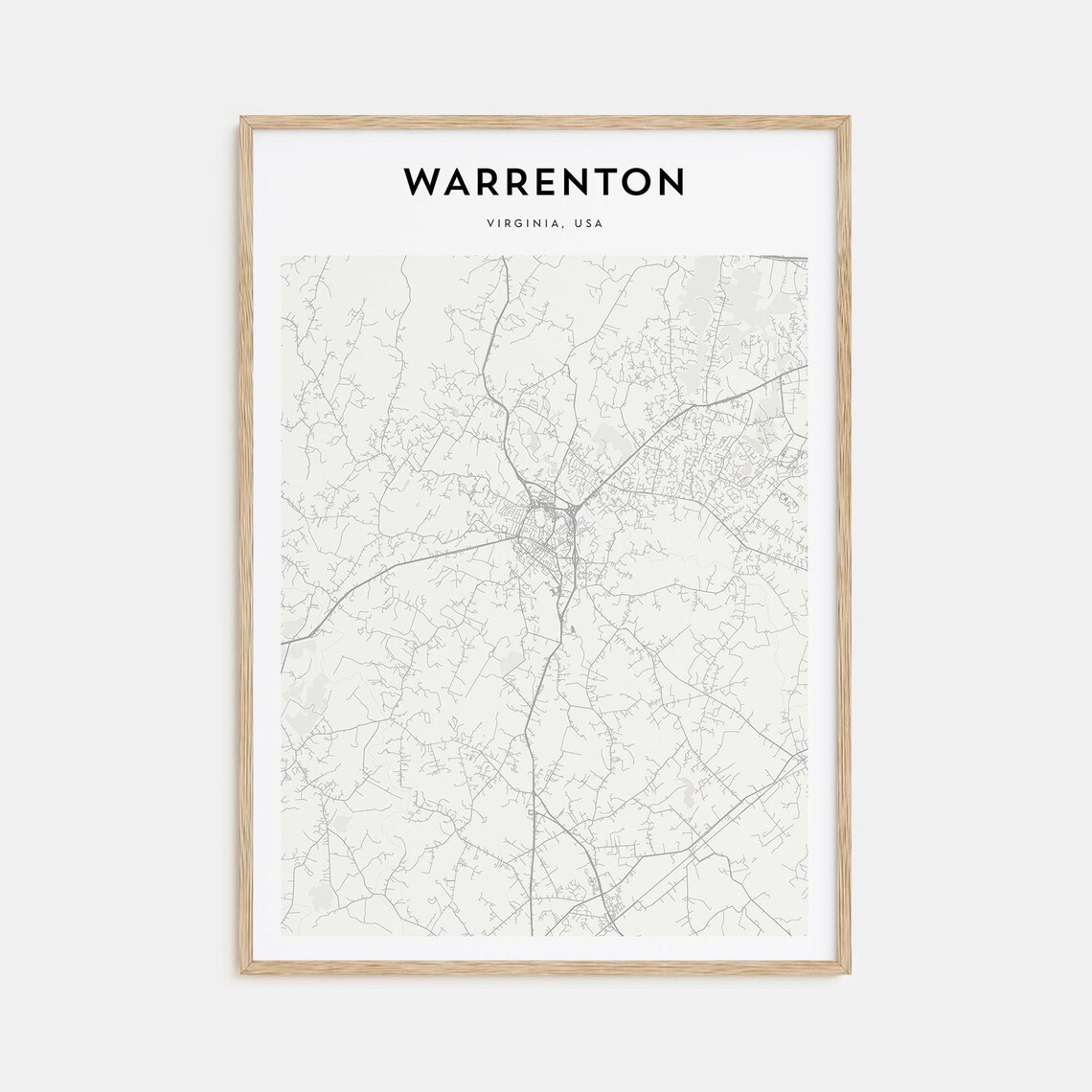 Warrenton Virginia Elegant Minimalist City Street Map Poster