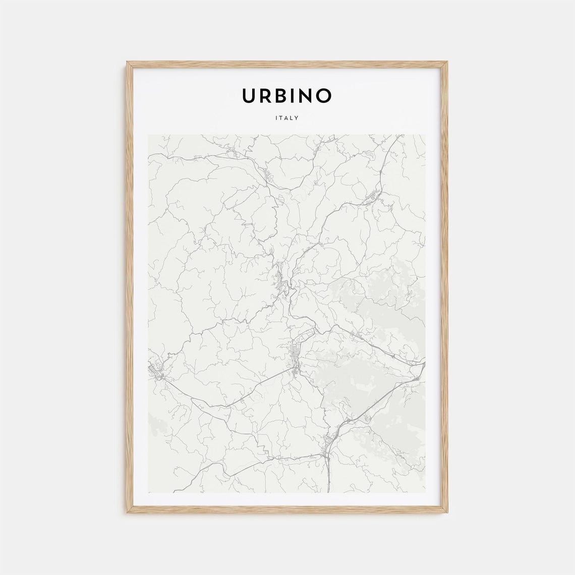 Urbino Italy Minimal Elegant Cream City Map Travel Decor Poster