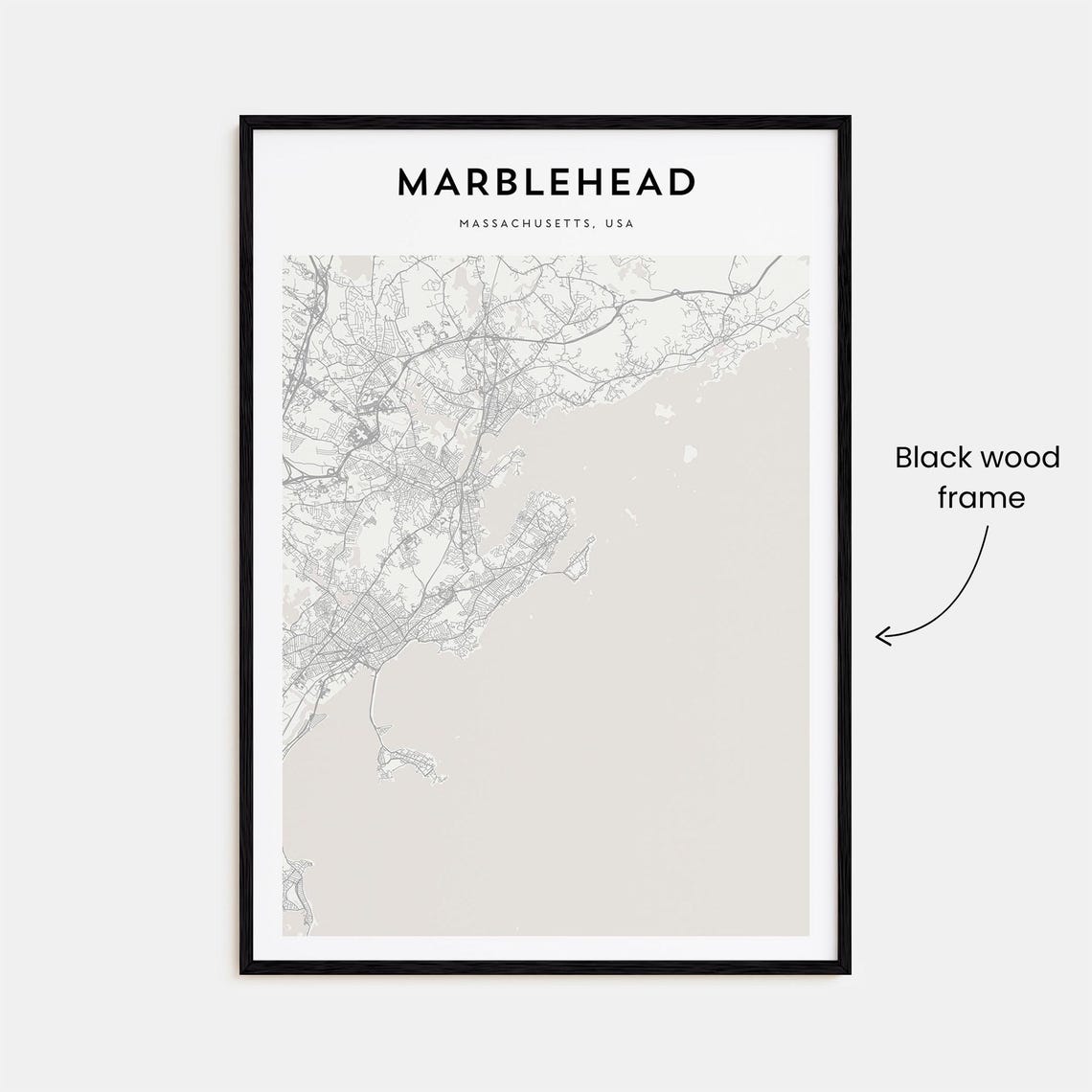 Marblehead Massachusetts Historic Coast Beige Minimalist Map Poster - Image 3