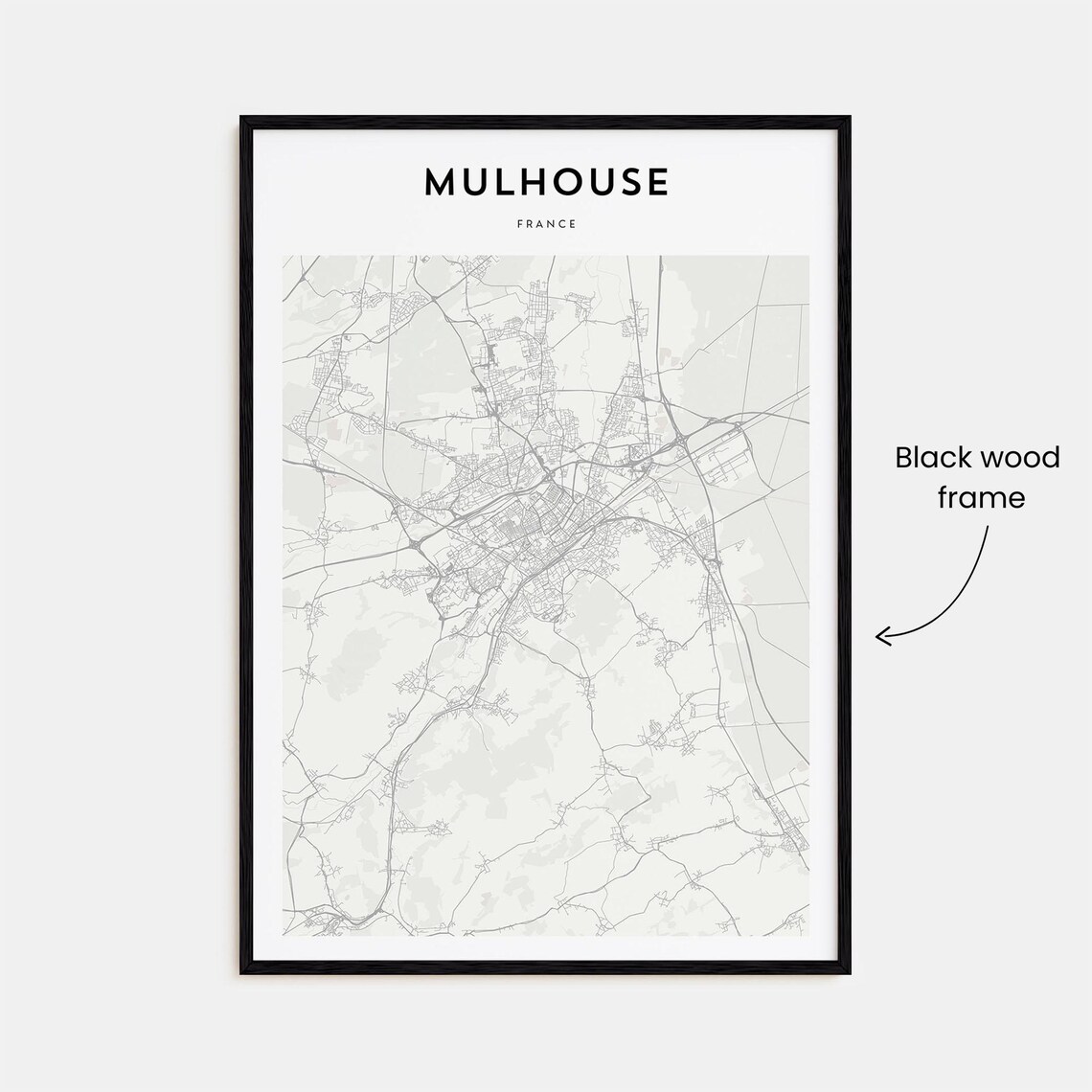 Mulhouse France City Street Map Minimalist Line Art Travel Poster - Image 3