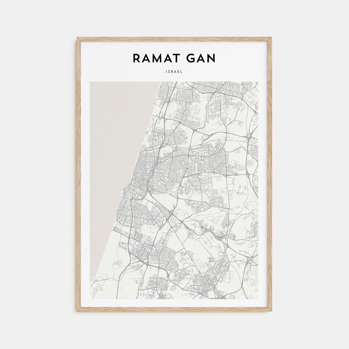 Ramat Gan Israel Minimal City Street Map Monochrome Art Poster