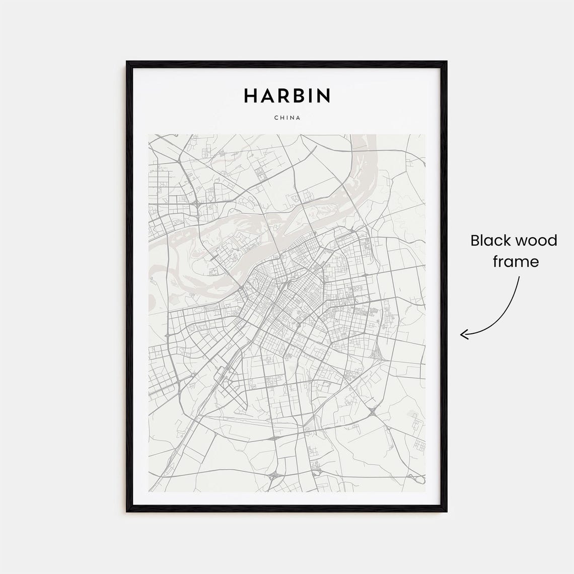Modern Harbin China Minimalist City Street Map Wall Decor Poster - Image 3