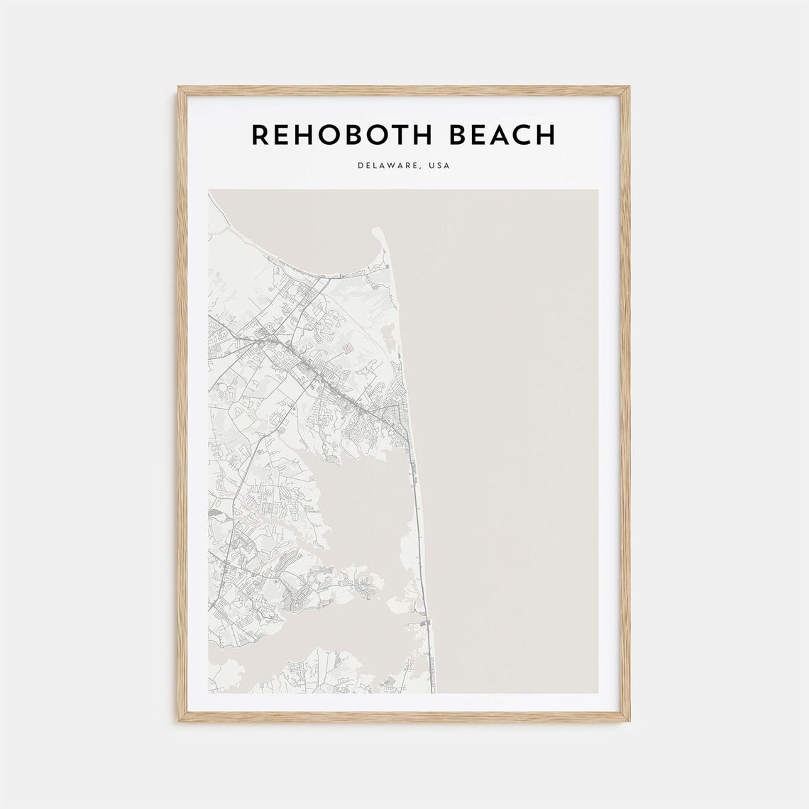 Rehoboth Beach Delaware Minimalist Beach Town Map Travel Poster