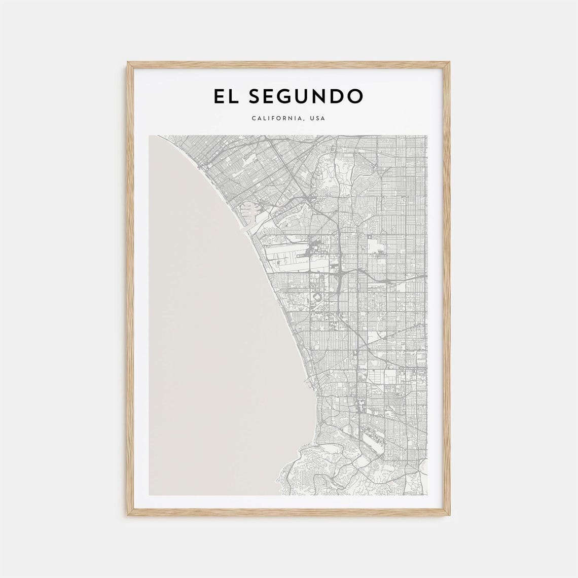 El Segundo California Minimalist Coastal City Map Poster Wall Decor