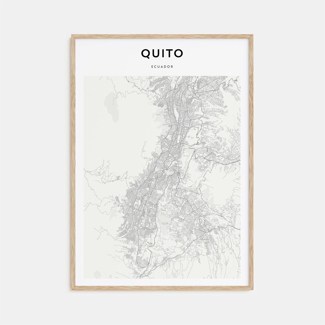 Quito Ecuador Modern Minimalist City Street Map Travel Poster