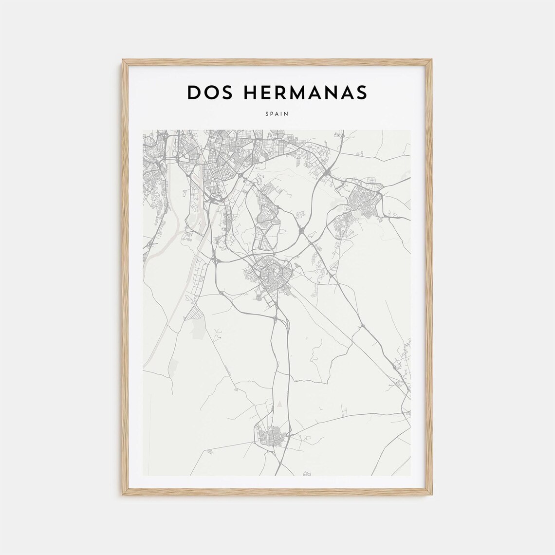 Dos Hermanas Spain Modern Minimalist City Street Map Travel Poster