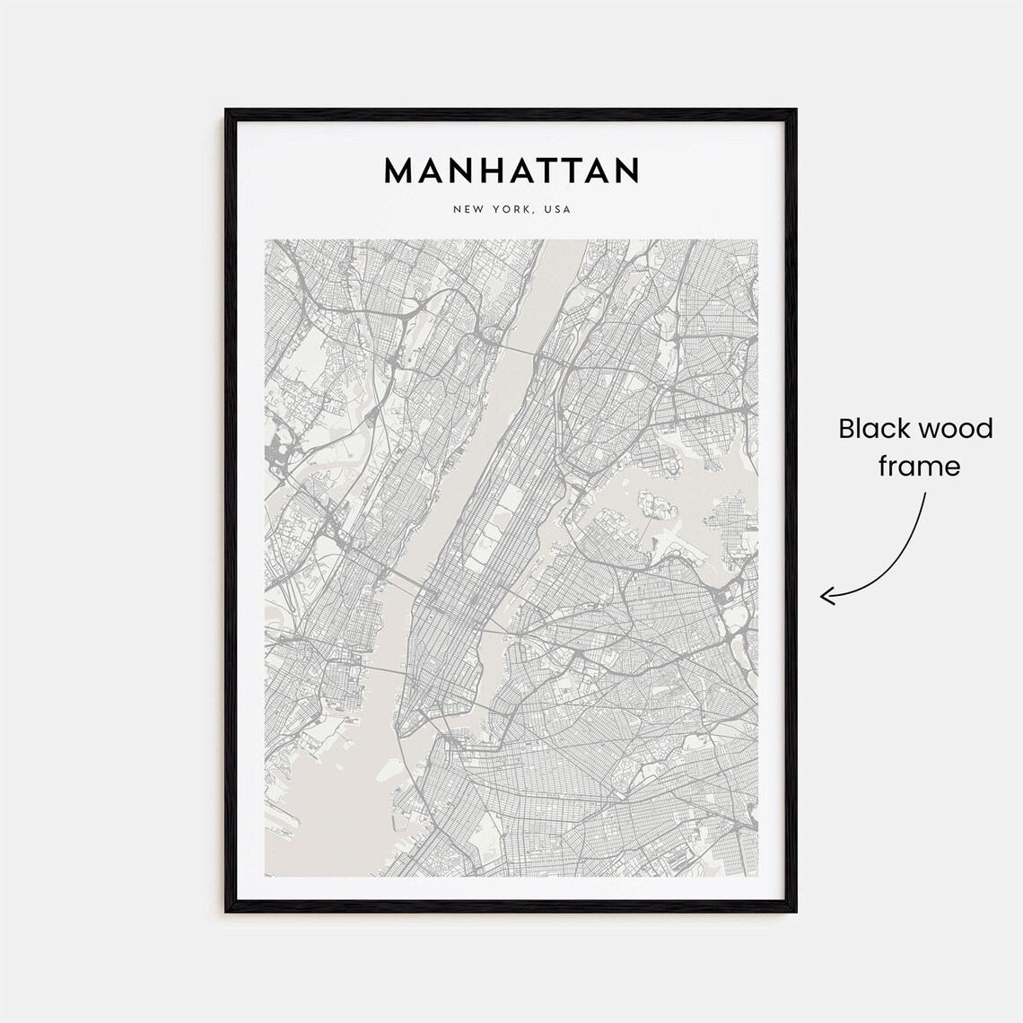 Manhattan New York Minimalist City Street Map Black White Art Poster - Image 3