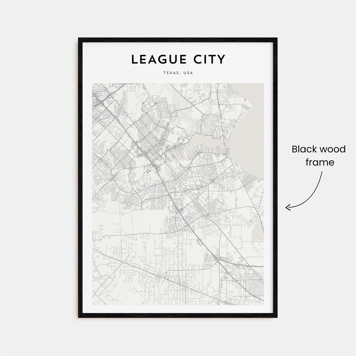League City Map Poster League City Map Print League City Personalized Map Art League City Wall League City Travel Travel Gift Texas - Image 3