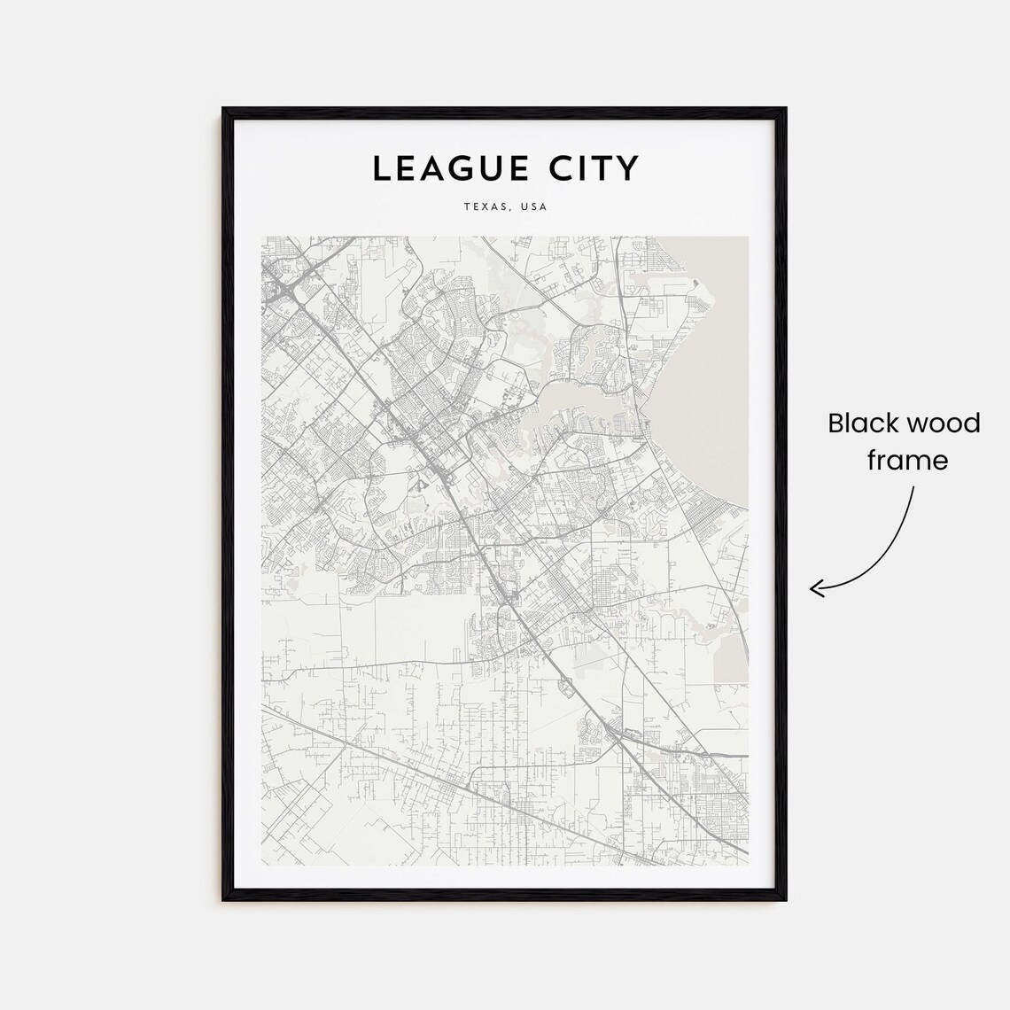 League City Texas USA City Street Map Minimalist Line Art Poster - Image 3