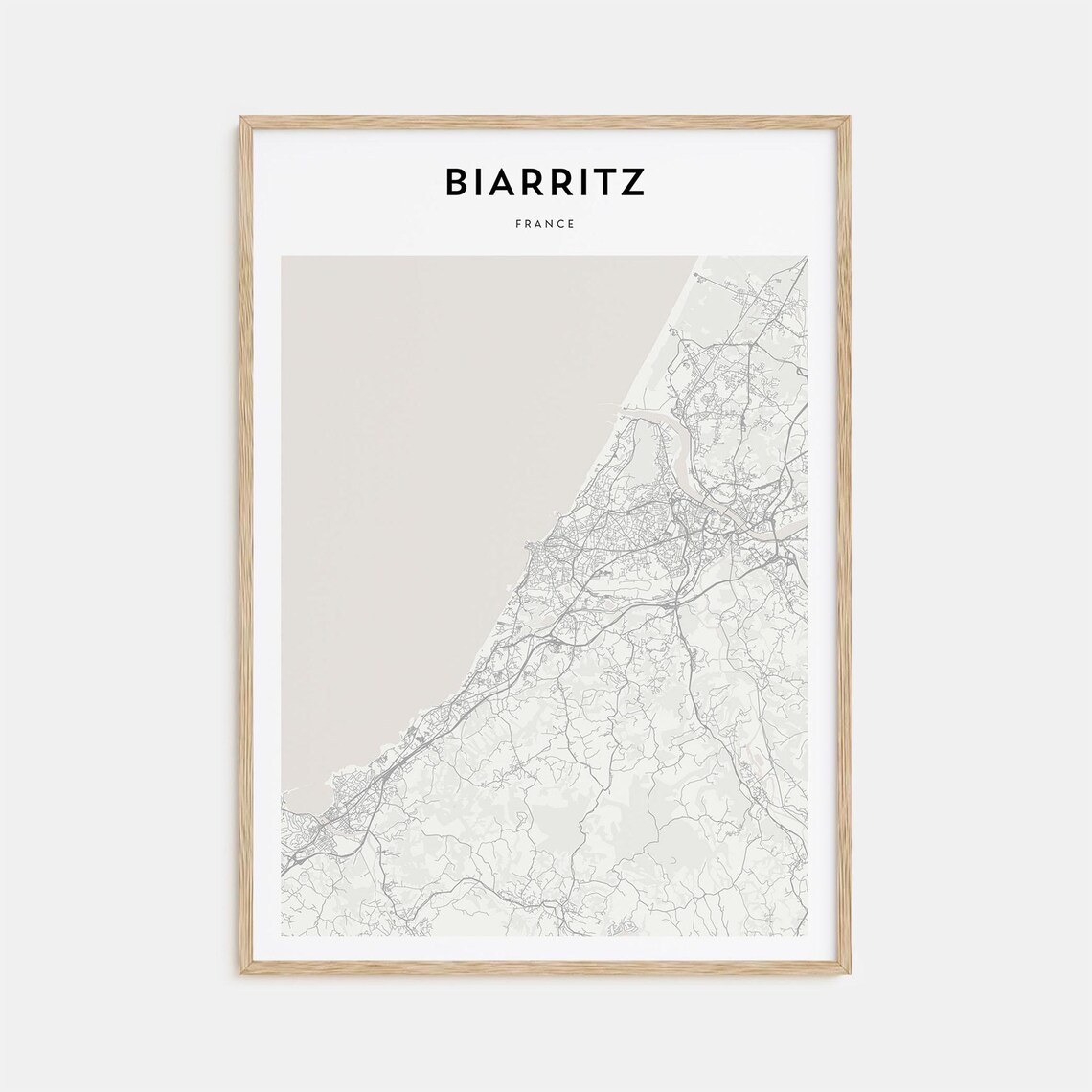 Biarritz France Minimalist Coastal Map Line Art Travel Poster