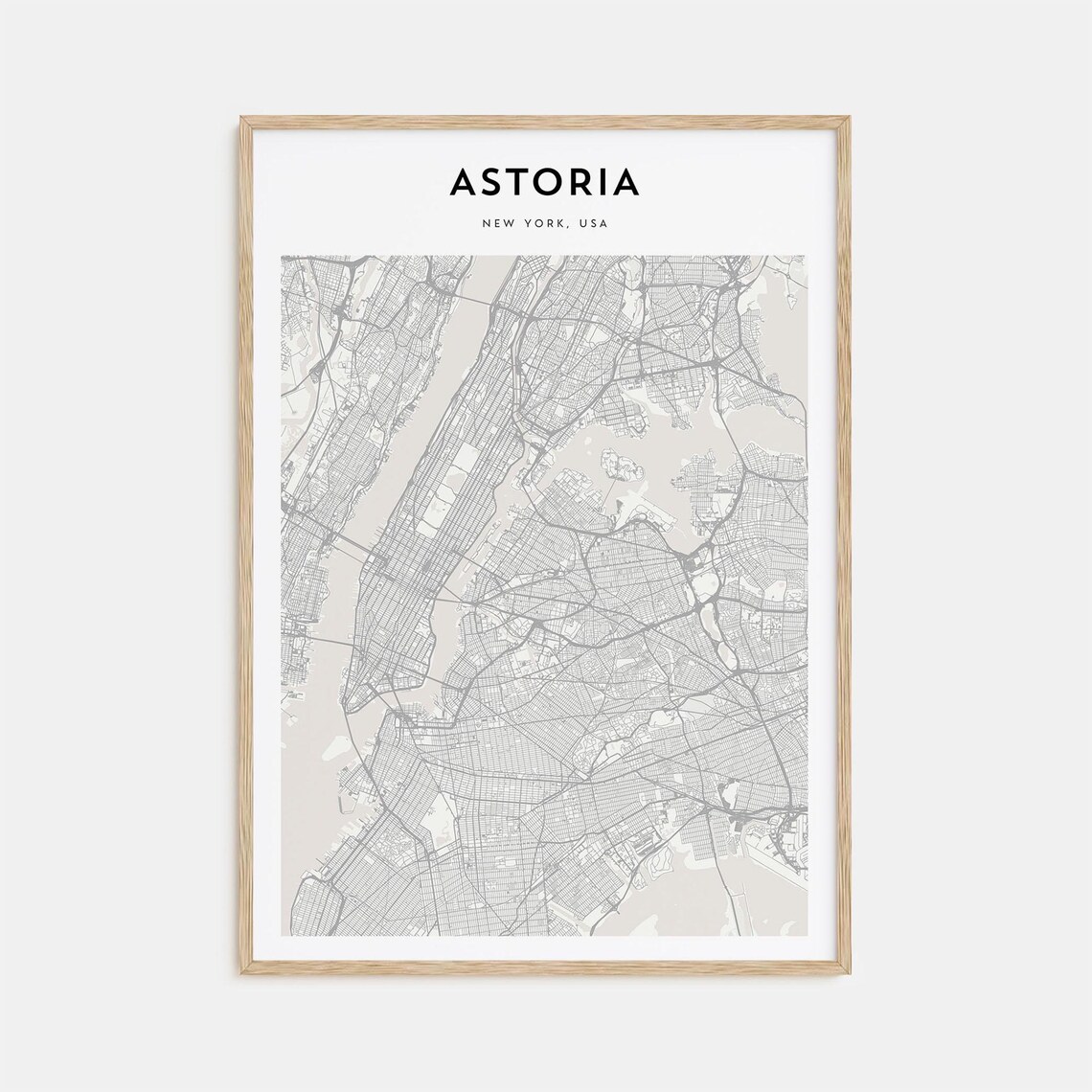 Astoria New York Minimalist Detailed City Map Queens Street Poster