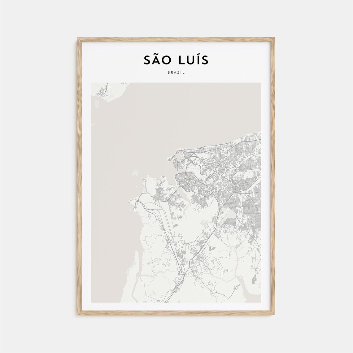 São Luís Brazil Minimalist Monochrome City Map Retro Travel Poster