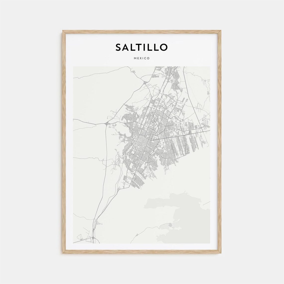 Saltillo Mexico Minimalist Street Map Modern City Travel Poster
