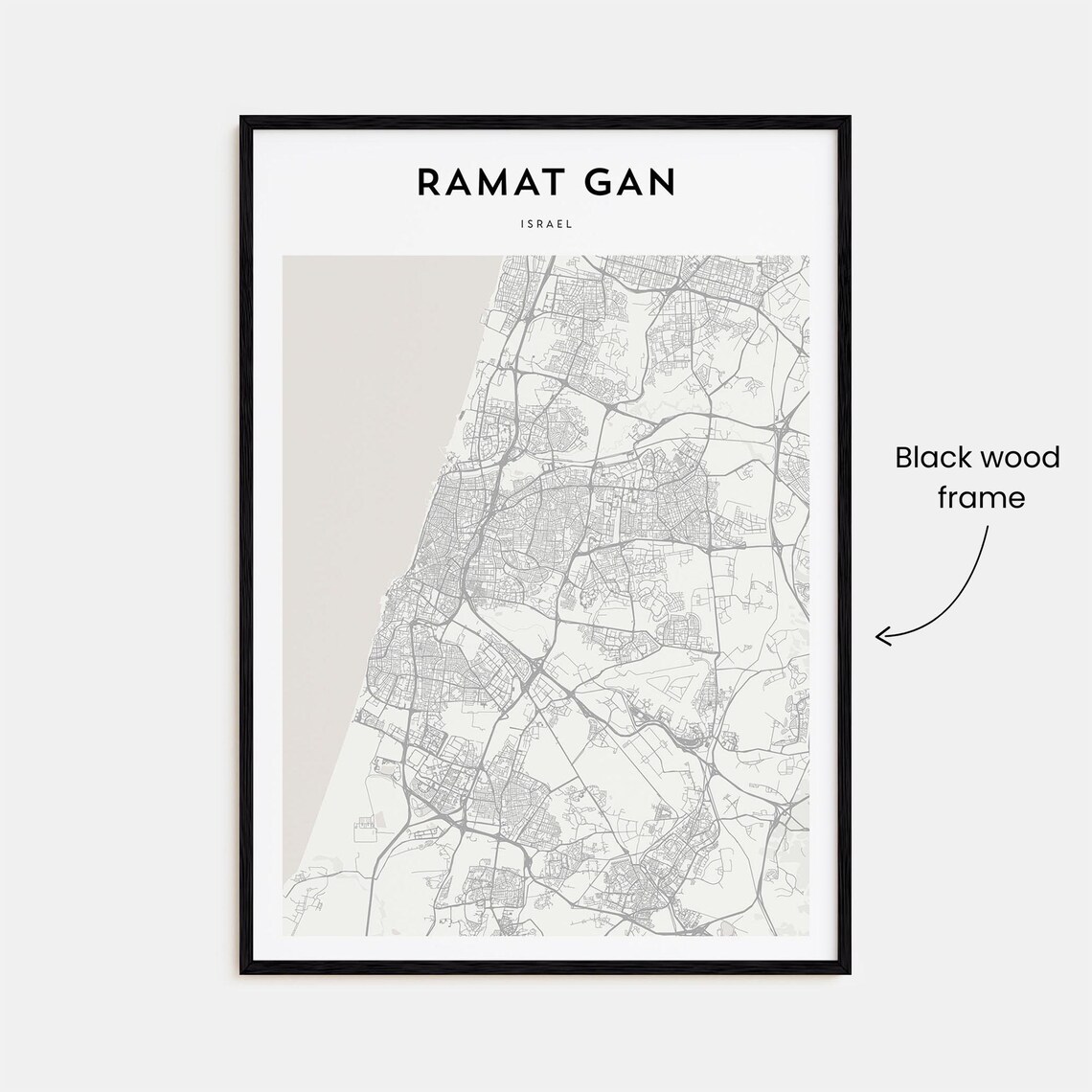 Ramat Gan Israel Minimal City Street Map Monochrome Art Poster - Image 3