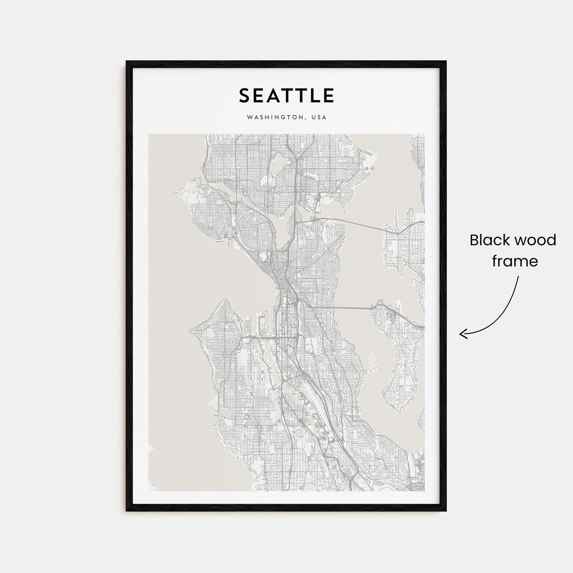 Seattle Washington Puget Sound Minimalist City Map Travel Poster - Image 3
