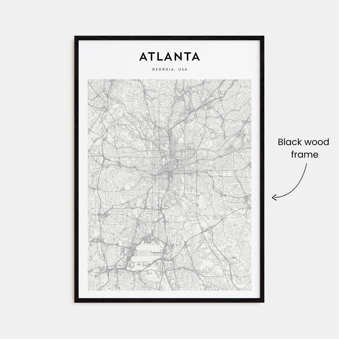 Atlanta Georgia USA Detailed Street Map Minimalist Modern Poster - Image 3