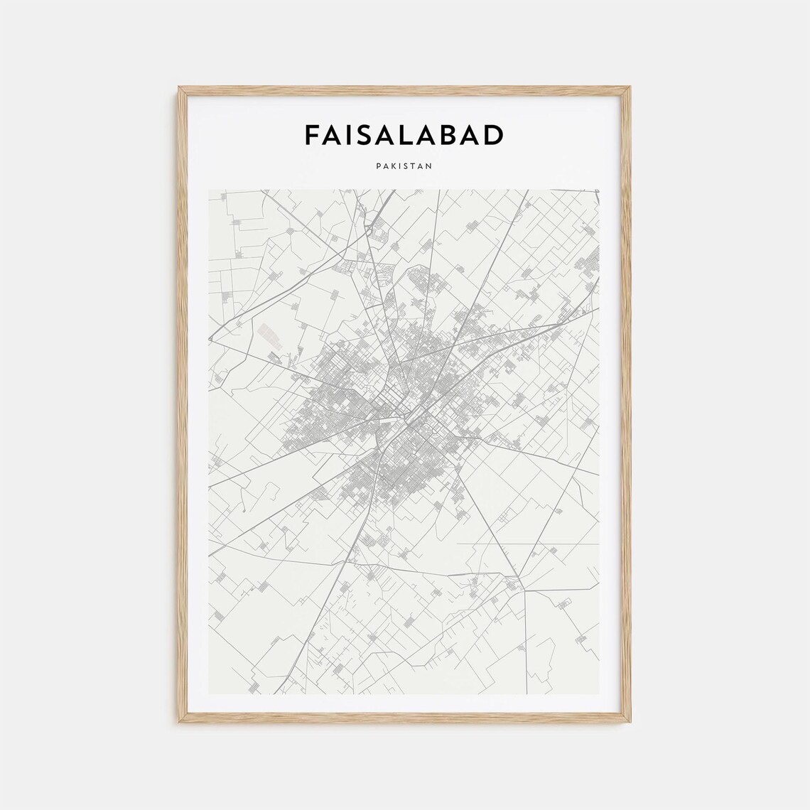 Faisalabad Pakistan Minimalist City Street Map Poster Modern Decor