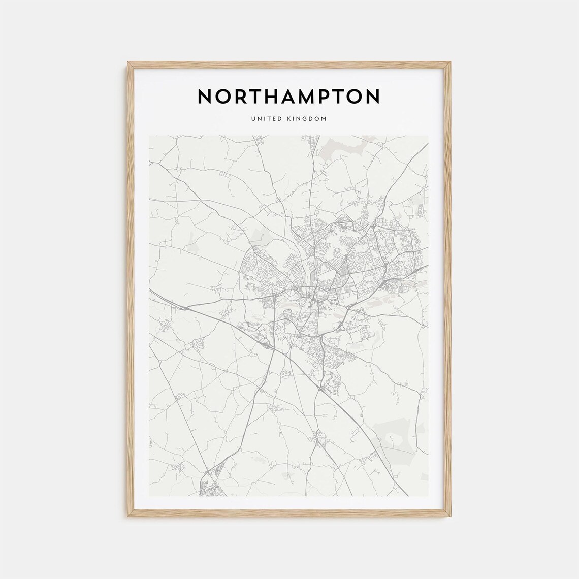 Northampton United Kingdom Street Map Minimalist Modern City Poster