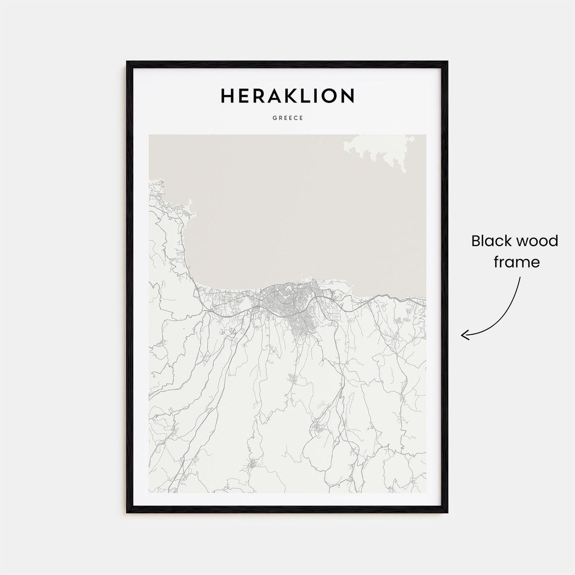 Heraklion Greece Minimalist Beige Coastal City Map Home Decor Poster - Image 3