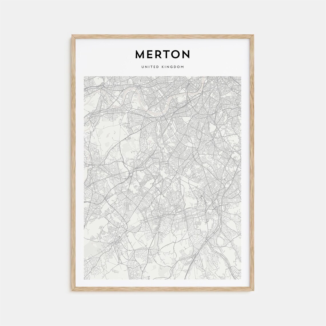 Merton United Kingdom City Street Map Minimalist Line Art Poster