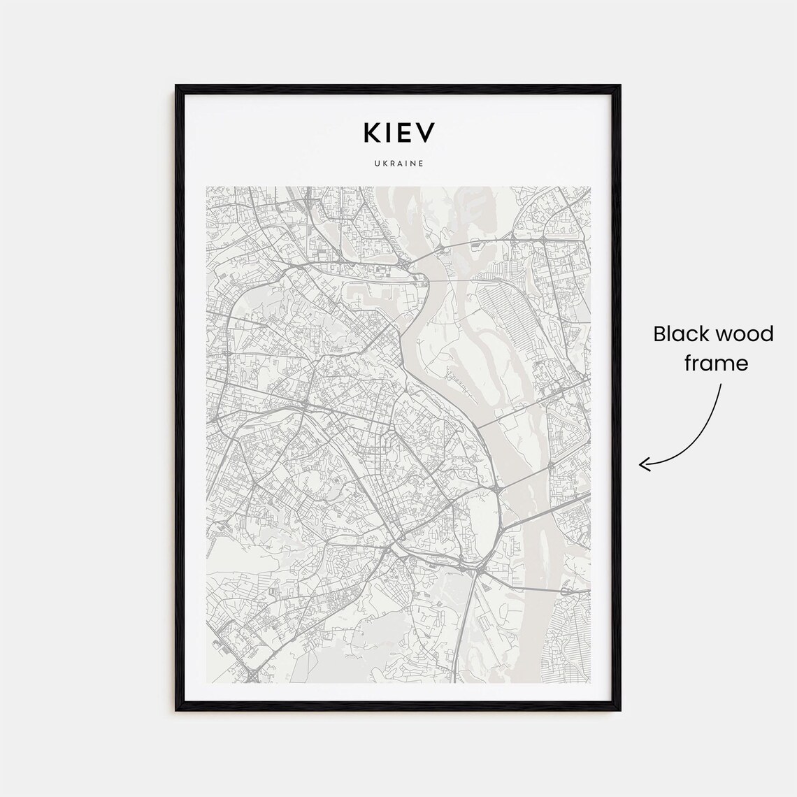 Kiev Ukraine Minimalist Capital City Street Map Line Art Print - Image 3