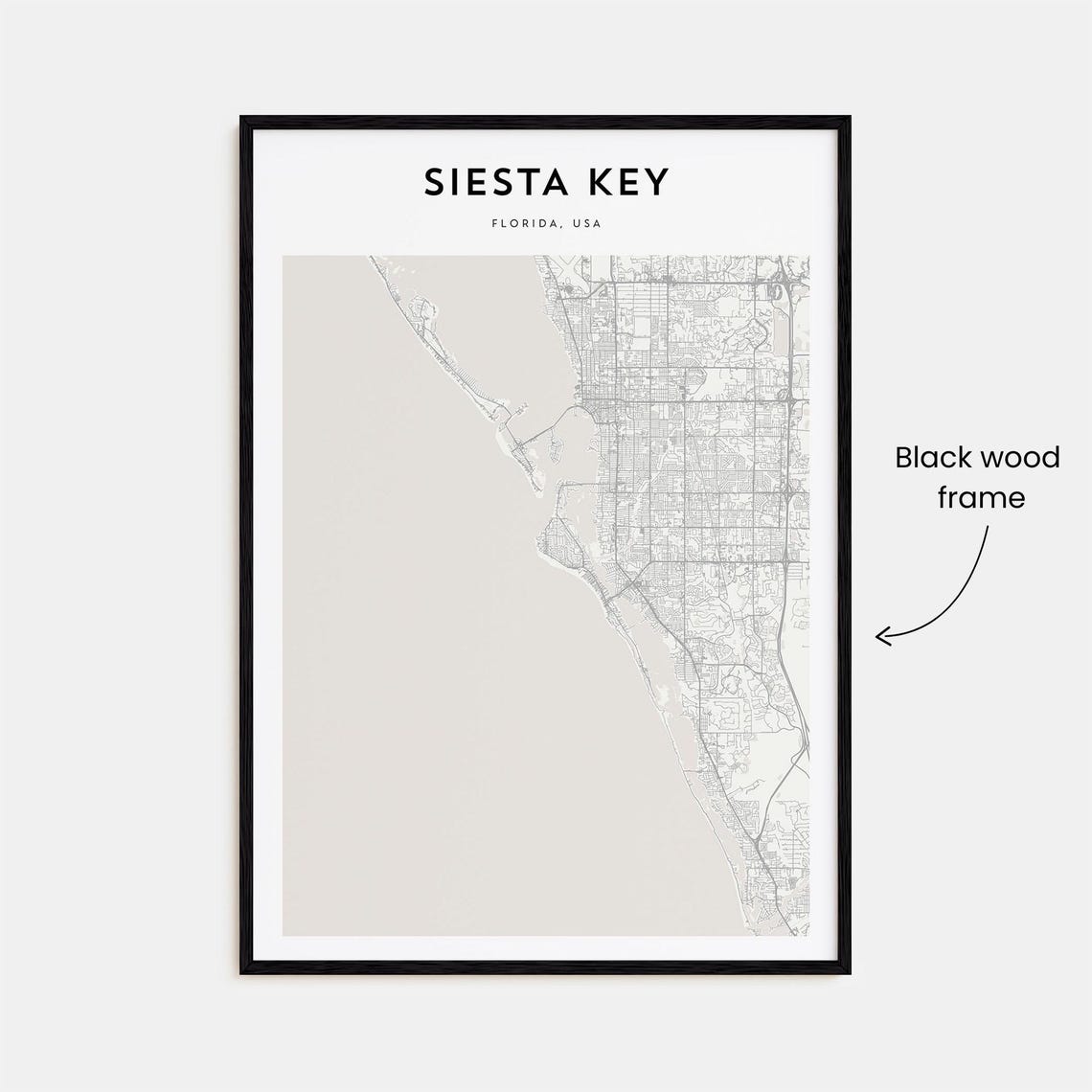 Siesta Key Florida USA Minimalist Street Map Line Art Poster - Image 3
