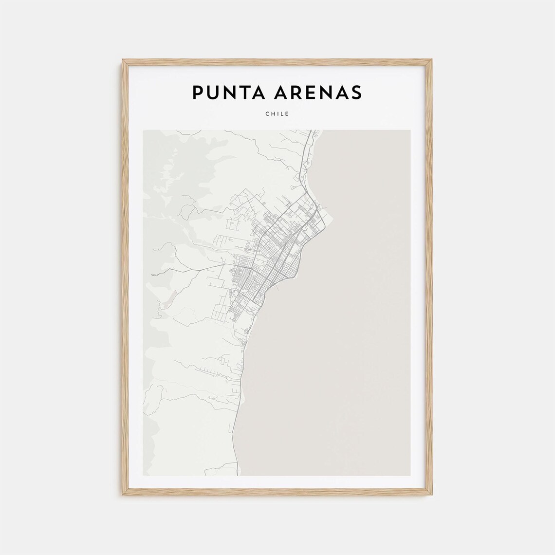 Punta Arenas Chile Minimalist Modern City Map Street Art Poster
