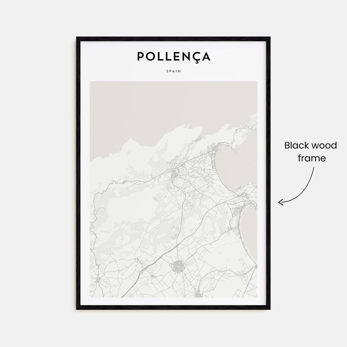 Pollenca Spain Minimalist Black and White City Map Art Poster - Image 3