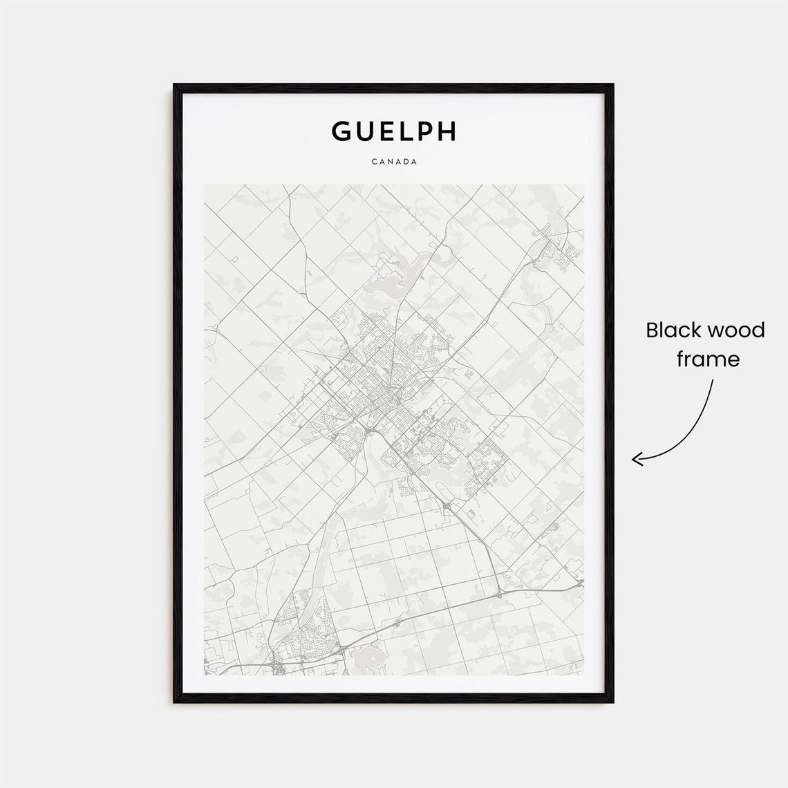 Modern Guelph Ontario Canada City Street Map Wall Decor Poster - Image 3