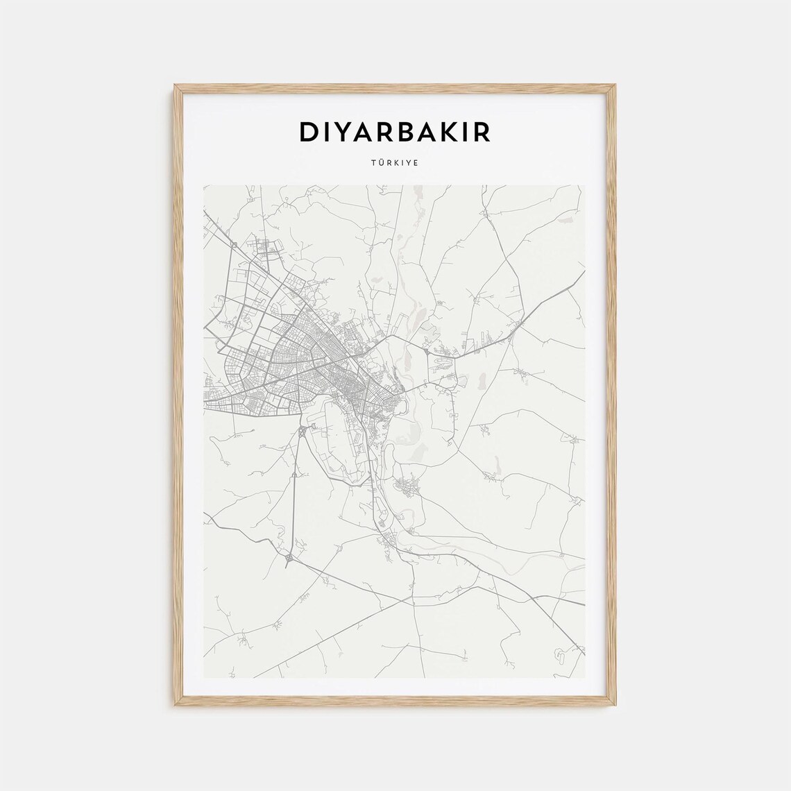 Diyarbakir Turkiye Modern Minimalist City Street Map Travel Poster