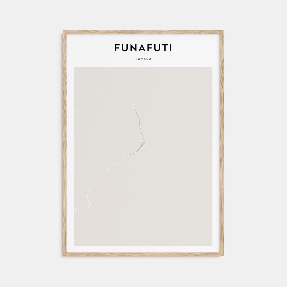 Funafuti Tuvalu Minimalist Beige Atoll Island Map Home Decor Poster
