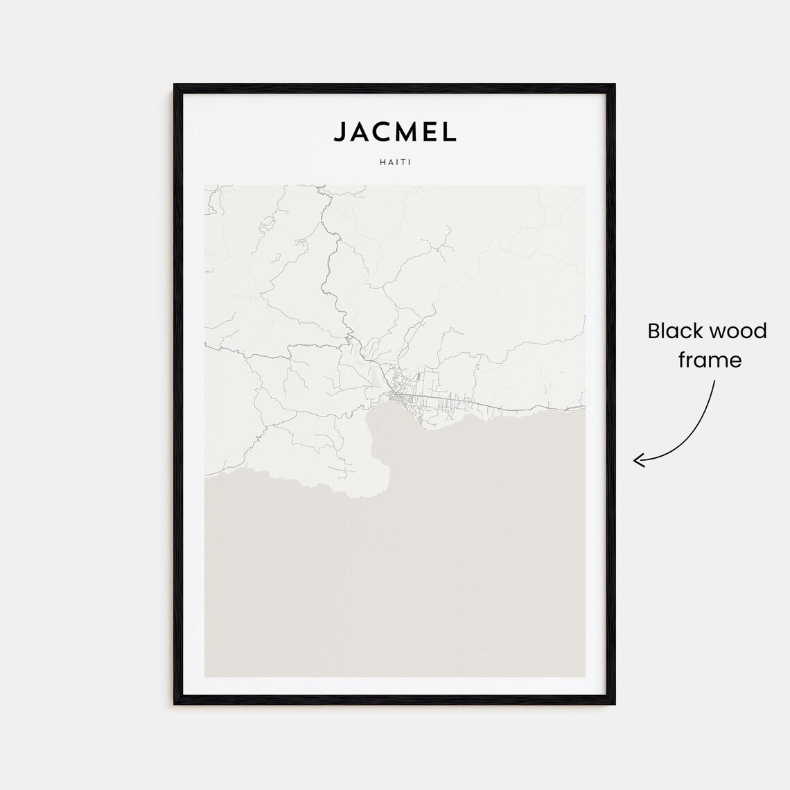 Jacmel Haiti Caribbean Minimalist Coastal City Map Line Art Print - Image 3