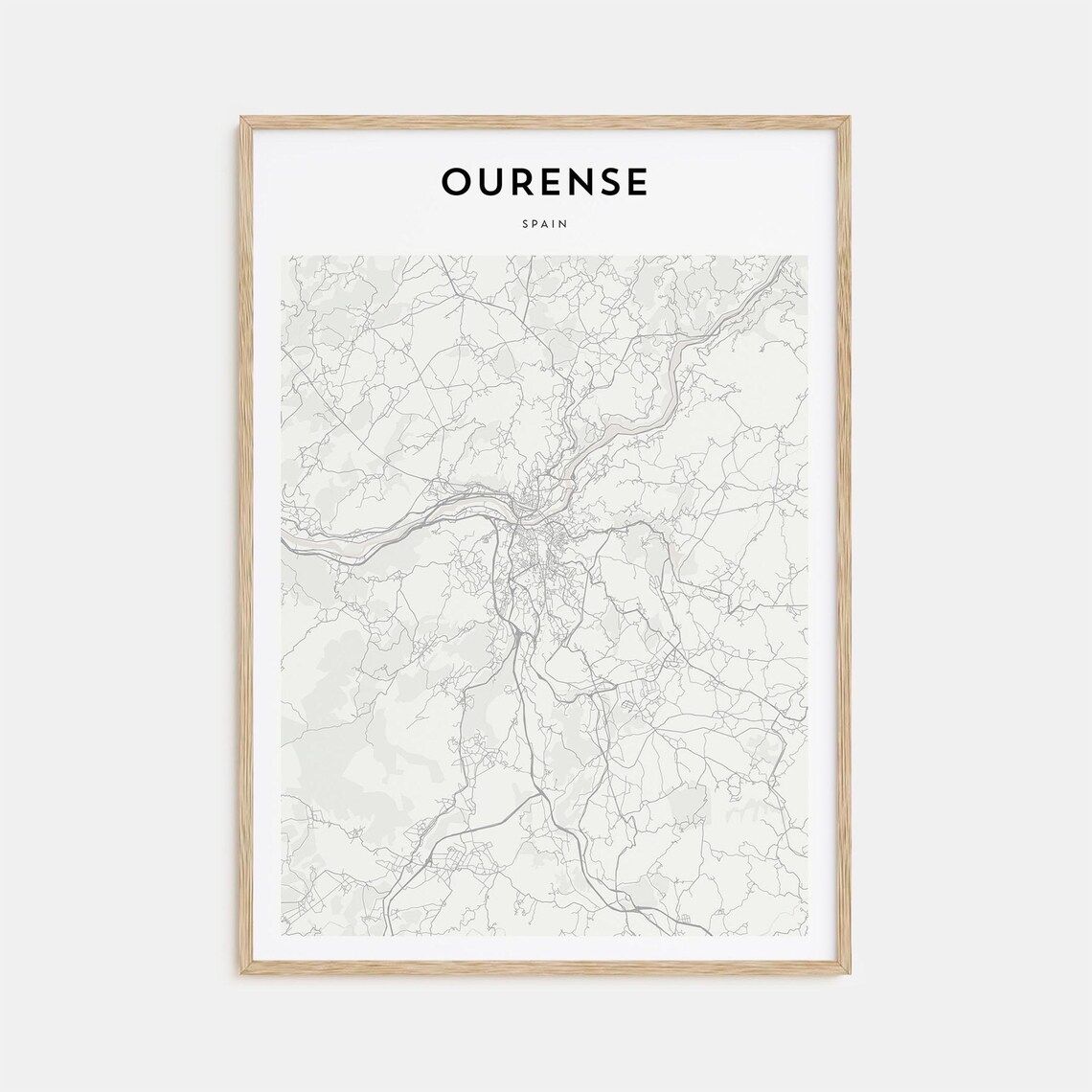 Ourense Galicia Spain Minimalist Street Map City Travel Art Poster