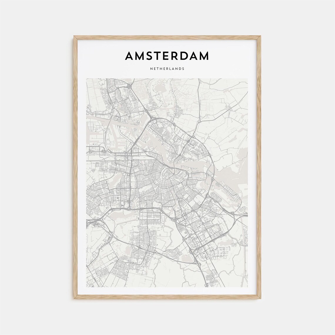 Amsterdam Netherlands Minimalist Street Map City Travel Poster