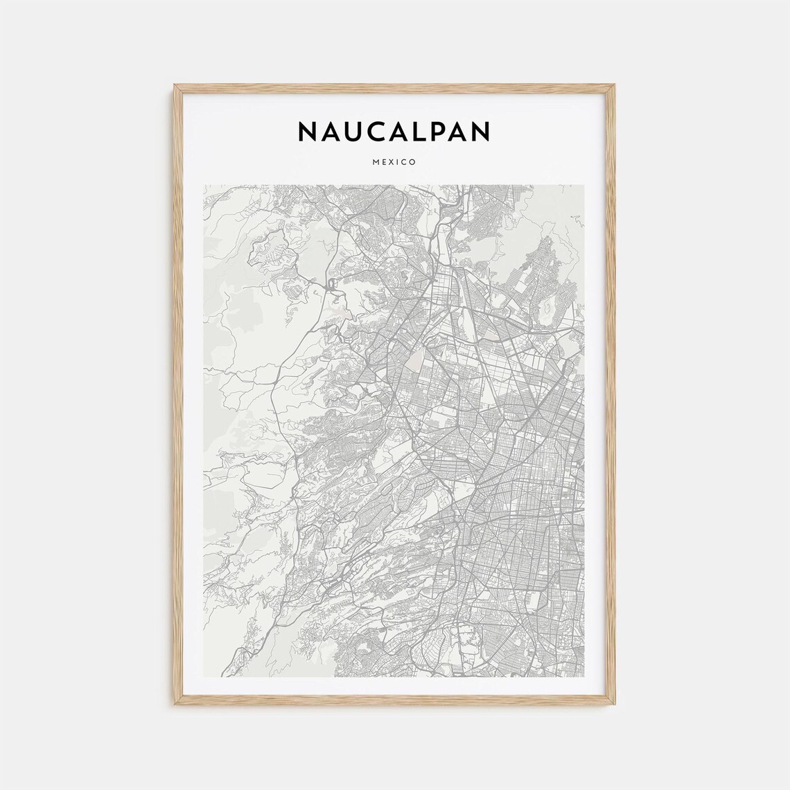 Naucalpan Mexico Minimalist Street Map Modern City District Poster