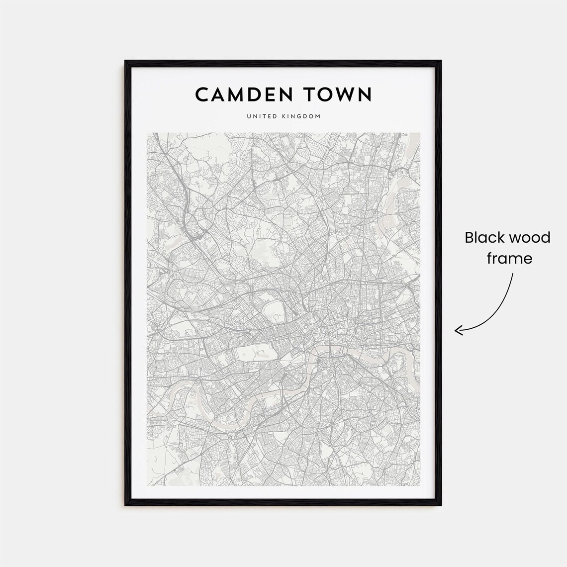 Camden Town London Minimalist Neighborhood Street Map Wall Art - Image 3