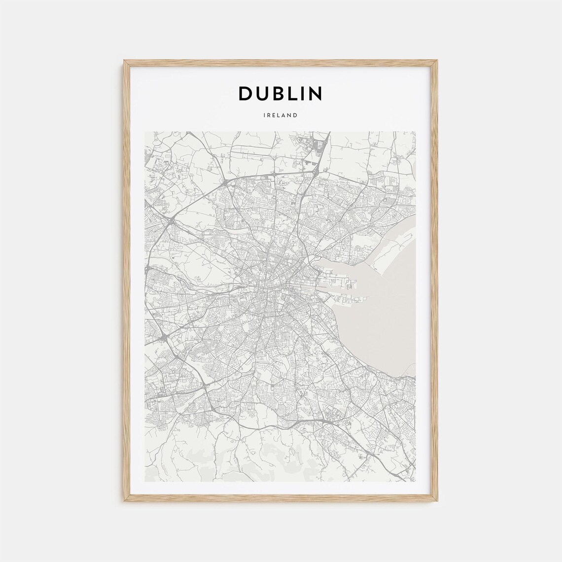 Dublin Ireland Minimalist City Street Map Poster with Bold Typography