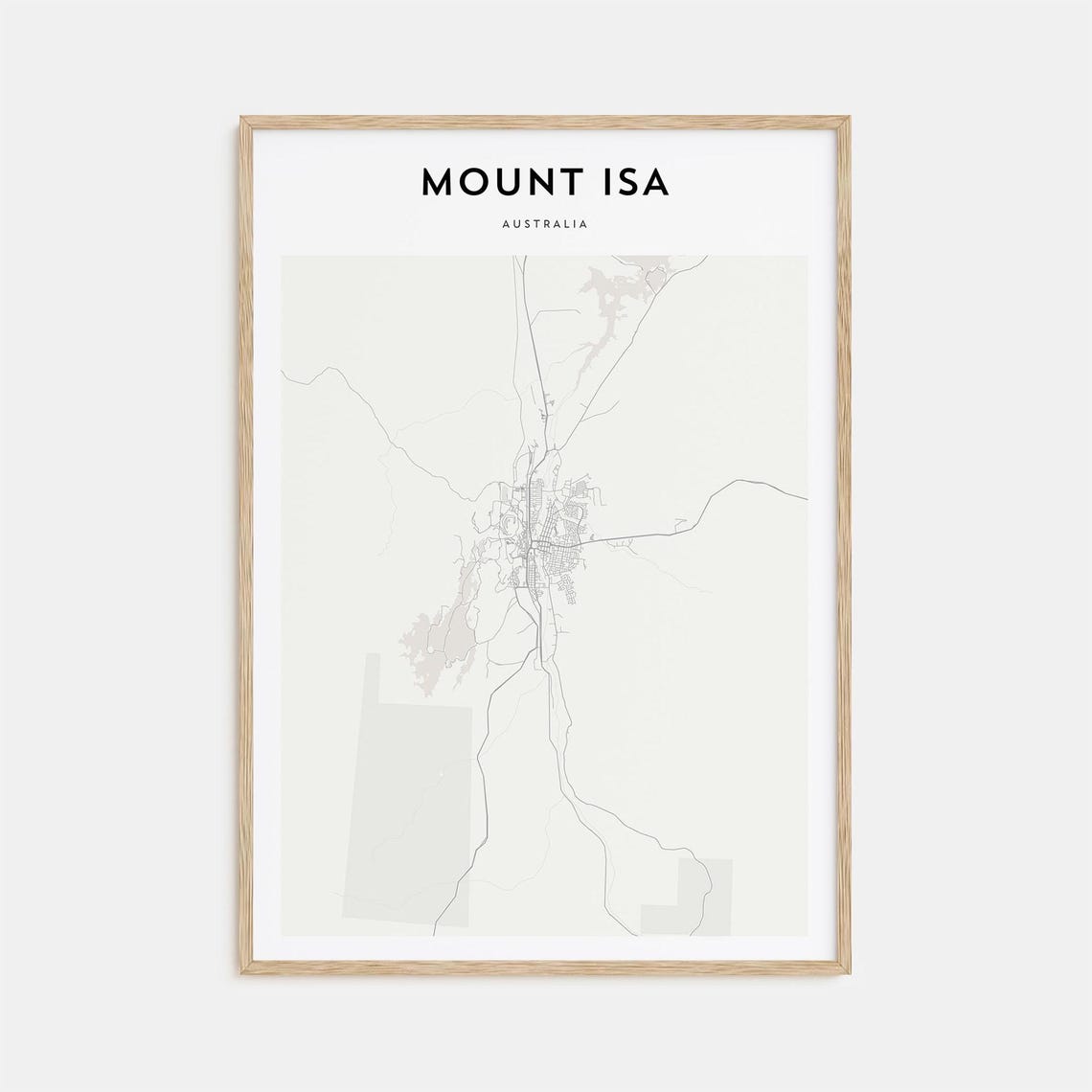 Mount Isa Australia Minimalist Town Street Map Black White Art Poster