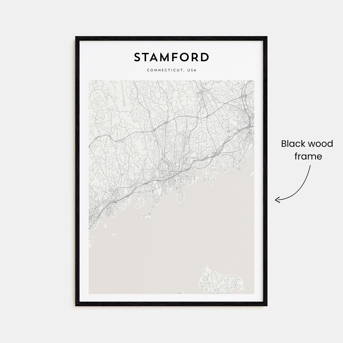 Stamford Connecticut, USA Minimalist Black White City Street Map Print - Image 3