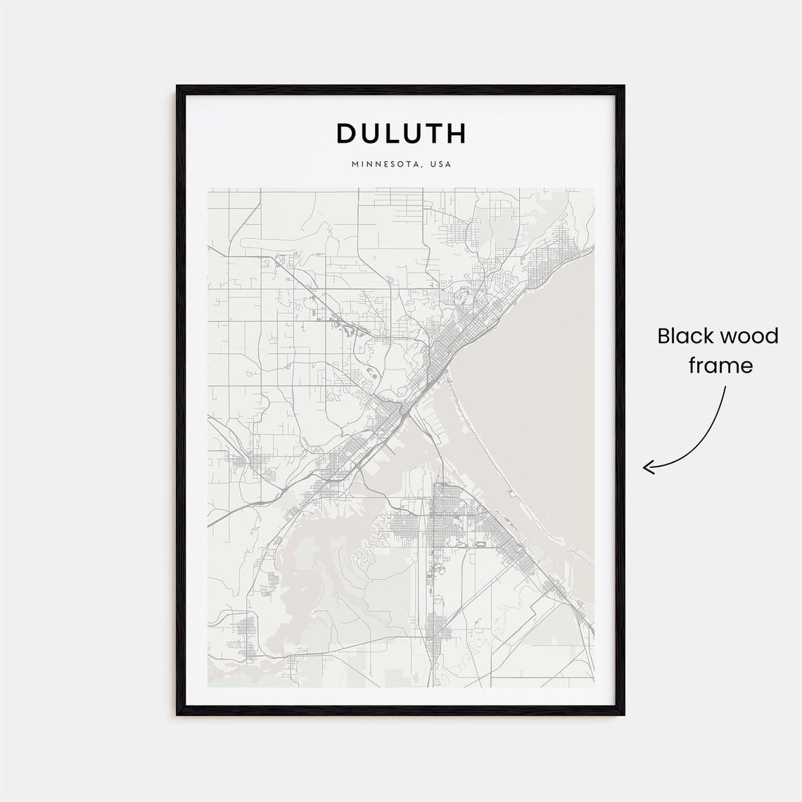 Duluth Minnesota USA Minimalist Black White City Map Home Decor Poster - Image 3
