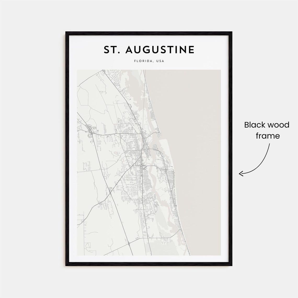 St. Augustine Florida USA Minimalist Street Map Beige Travel Poster - Image 3