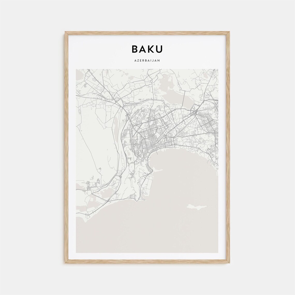 Baku Azerbaijan Minimalist Line Map of the City Street Art Poster