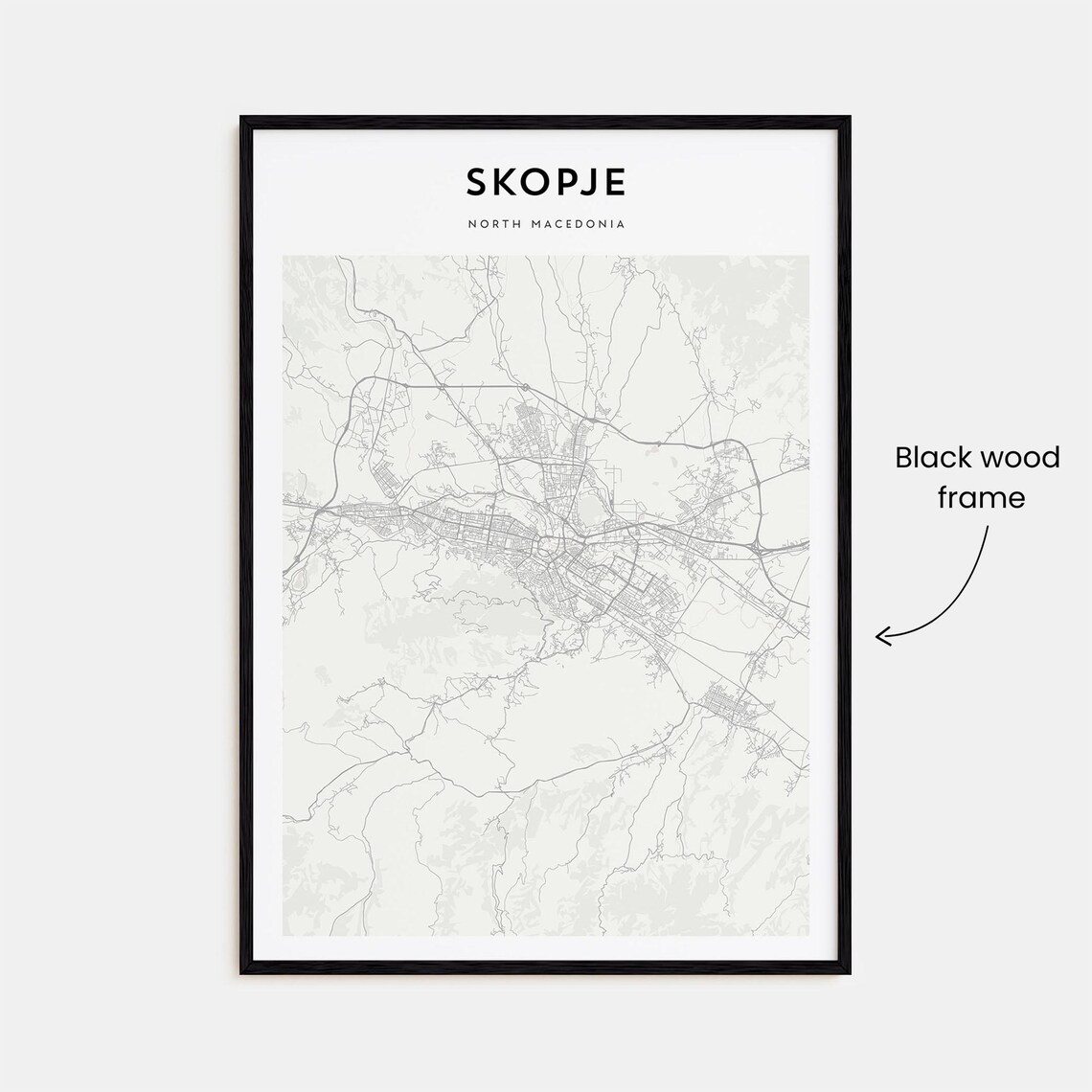 Skopje North Macedonia City Street Map Scandinavian Minimalist Poster - Image 3